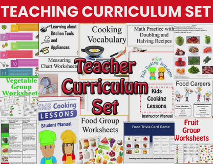 Cooking Teacher Curriculum Set to Use for Adults -Lesson Manuals, Cooking Posters, Cooking Worksheets-Digital Download