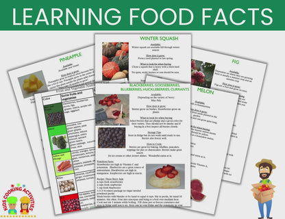 Learning about Food Facts- Info on Fruits, Vegetables, Grains, Dairy & Meat -Digital Download