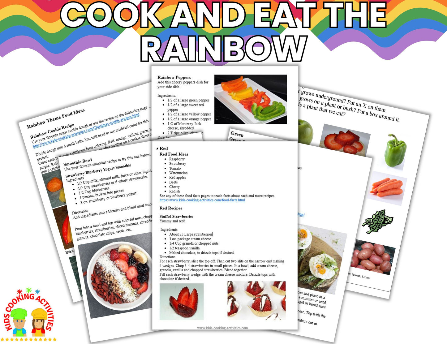 Cook and Eat the Rainbow Theme Cooking Unit & Fruit Vegetable Nutrition Chart- Digital Download