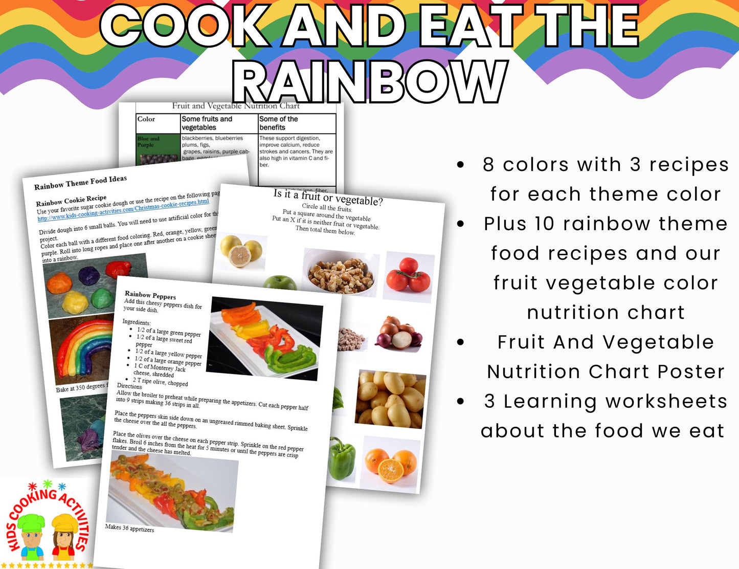 Cook and Eat the Rainbow Theme Cooking Unit & Fruit Vegetable Nutrition Chart- Digital Download