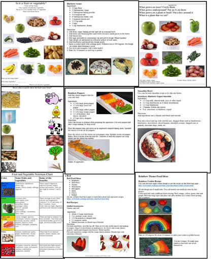 Cook and Eat the Rainbow Theme Cooking Unit & Fruit Vegetable Nutrition Chart- Digital Download