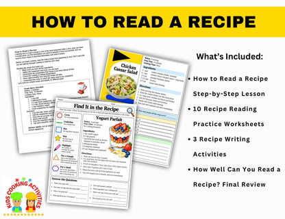 Recipe reading comprehension worksheets for cooking and life skills