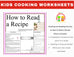 How to Read a Recipe Activity Worksheets-Cooking & Reading Skills for ...