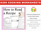 How to Read a Recipe Activity Worksheets-Digital Download