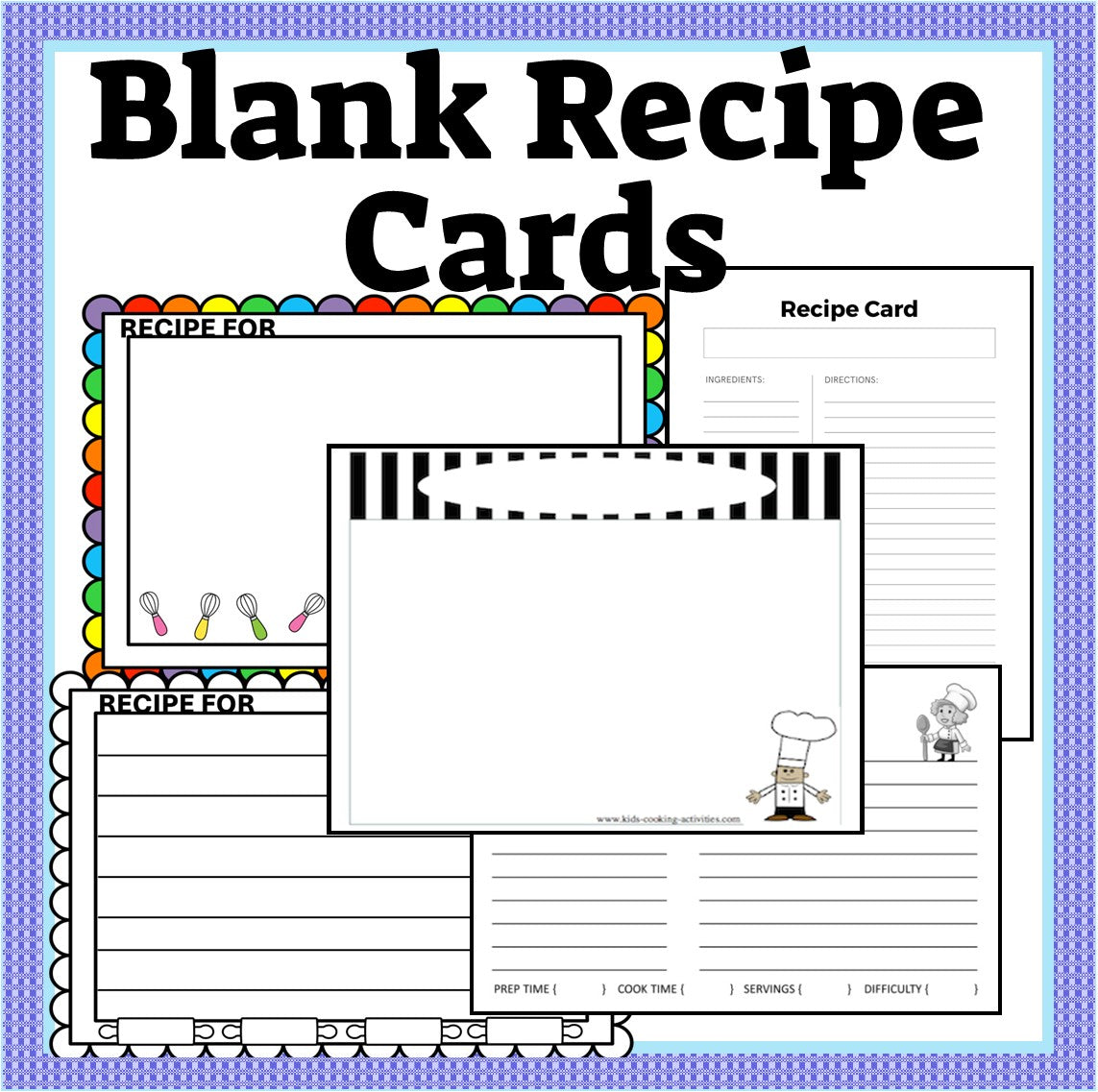 Printable Recipe Cards – 10 Designs | 2 Full-Page Styles Included- Digital Download