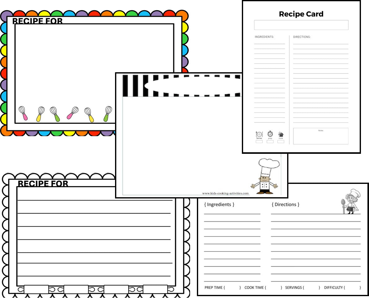 Printable Recipe Cards – 10 Designs | 2 Full-Page Styles Included- Digital Download