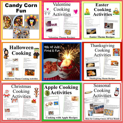 Seasonal Cooking Activities and Ideas 10 Set BUNDLE- Kids Cooking Ideas to Cook All Year Long-Digital Download