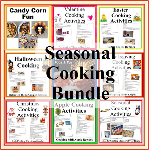 Seasonal Cooking Activities and Ideas 10 Set BUNDLE- Kids Cooking Ideas to Cook All Year Long-Digital Download
