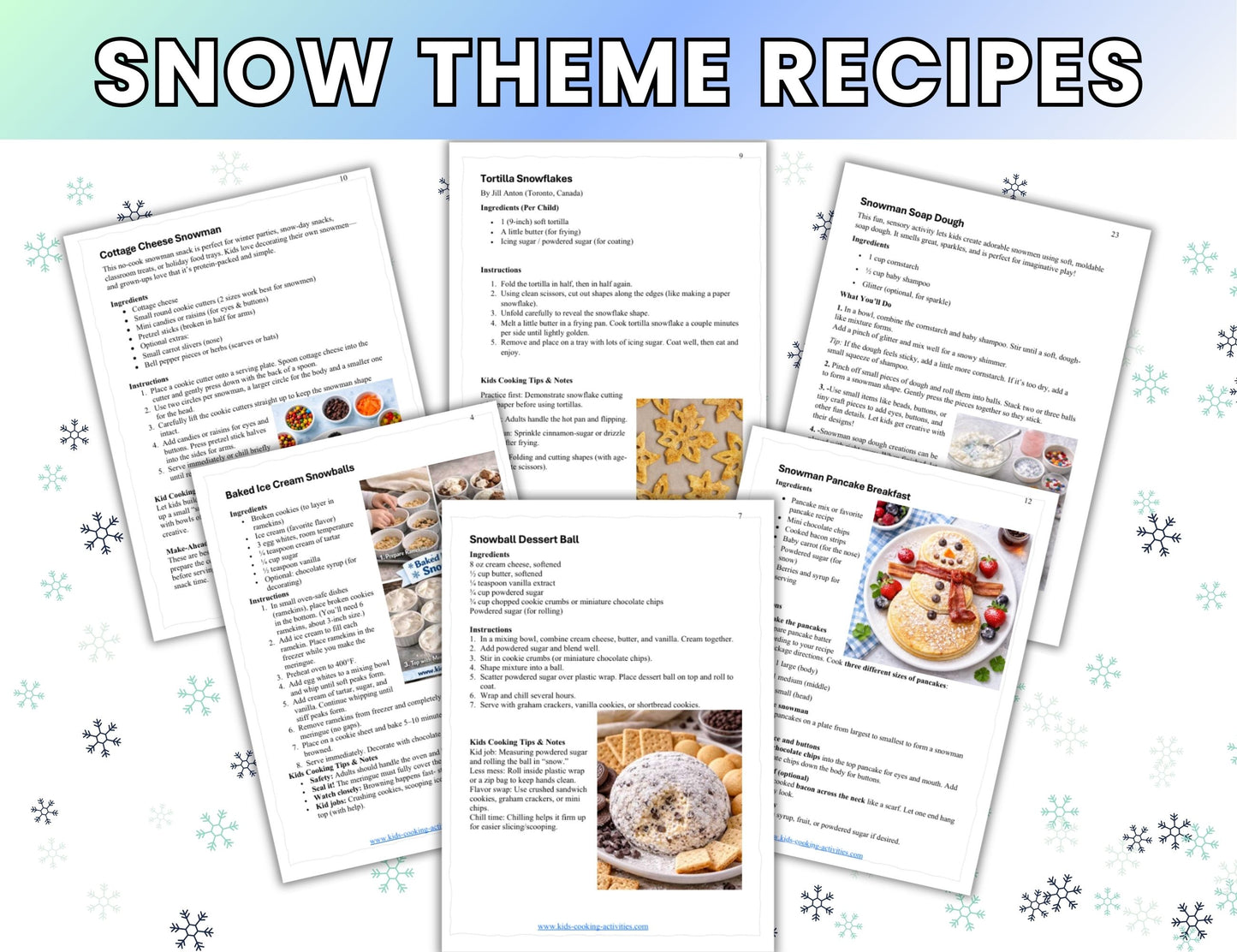 Snow Theme Recipes and Activities – Digital Download