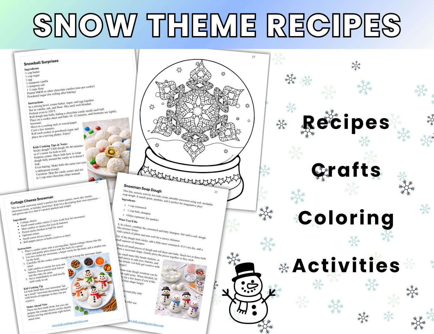 Snow Theme Recipes and Activities – Digital Download