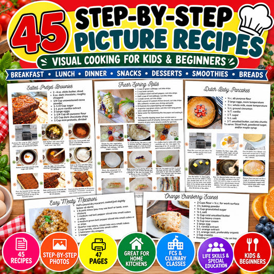 Step-by-step picture recipes cookbook with 45 visual recipes for kids