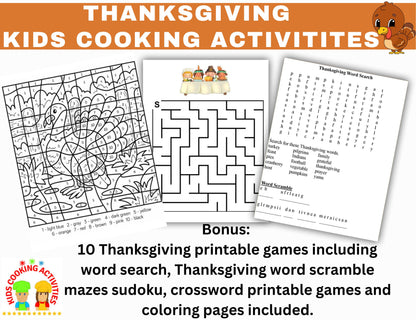 Thanksgiving Cooking Activities-Digital Download