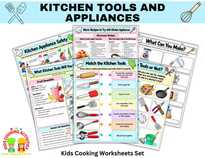kitchen tools and kitchen appliances cooking worksheets for kid