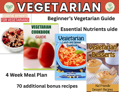 Vegetarian Cookbook Guide with 4-Week Meal Plan-Digital Download