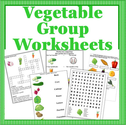 Vegetable Food Group Learning Worksheets-Vegetable Theme Printables-Digital Download