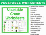 Vegetable Group Worksheets-Digital Download