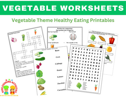 Vegetable Food Group Learning Worksheets-Vegetable Theme Printables-Digital Download