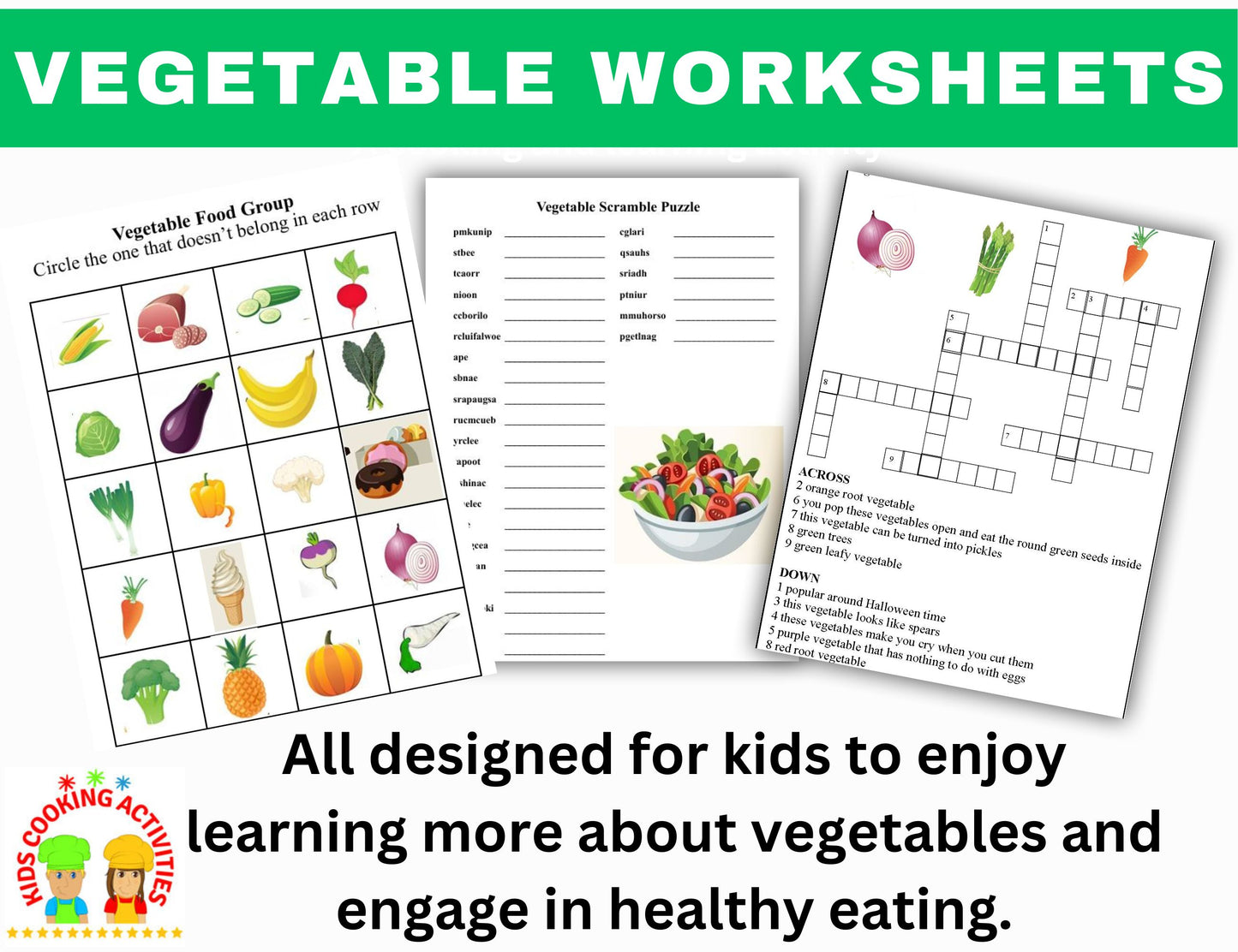 Vegetable Food Group Learning Worksheets-Vegetable Theme Printables-Digital Download