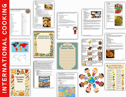 Printable international cooking and world studies curriculum for grades 4 and up