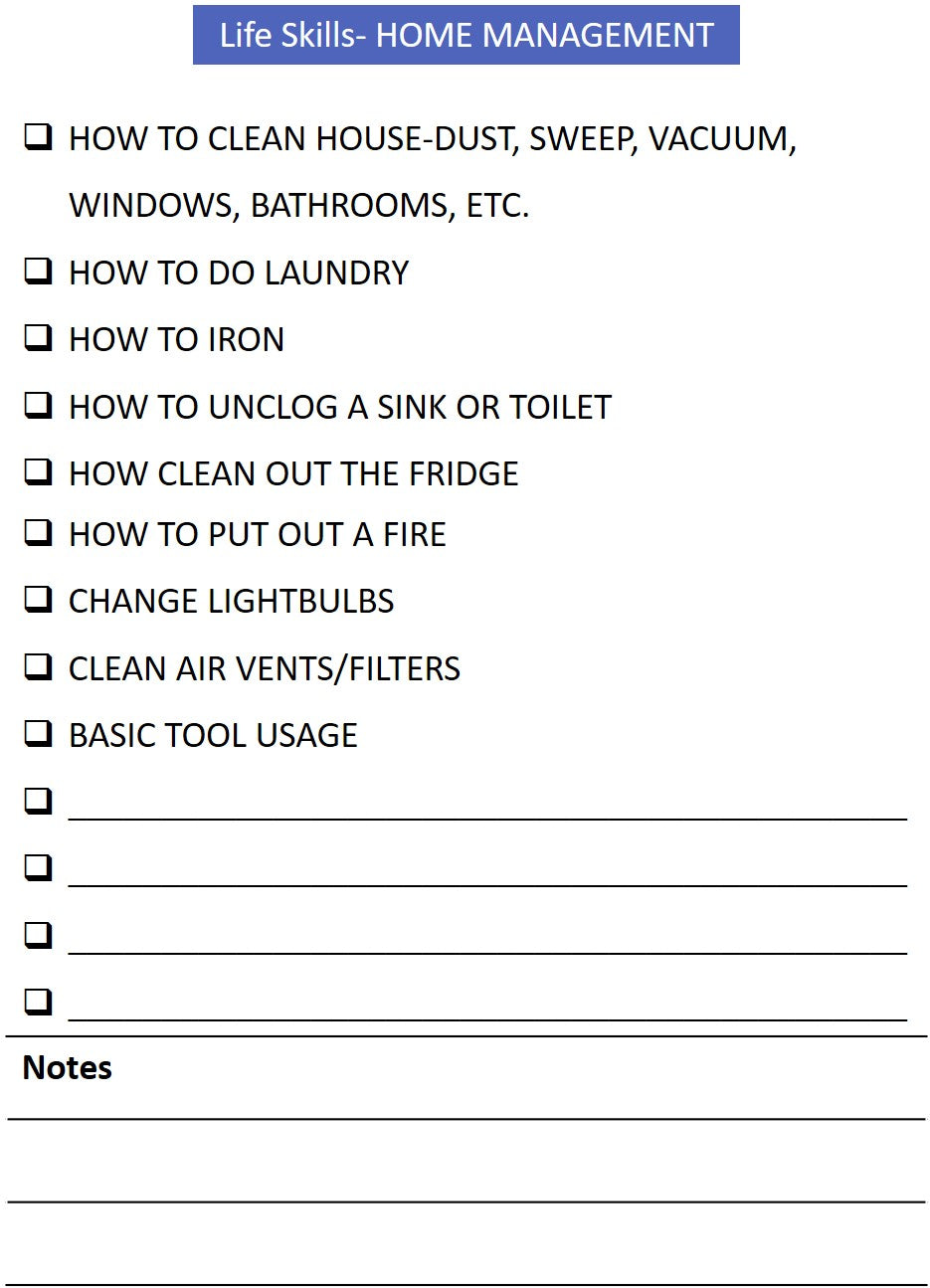 Teaching Life Skills Checklists and Resources-Digital Download