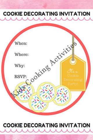 Printable Kids Cooking Party Invitation - Cookie Decorating Invitation-Digital Download