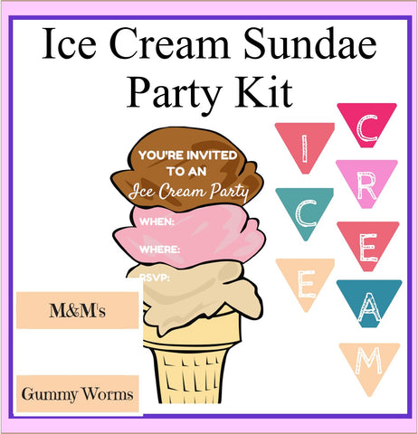 The Ultimate Ice Cream Sundae Party Kit-Printable Kids Cooking Party Invitation and Ice Cream Party Kit-Digital Download