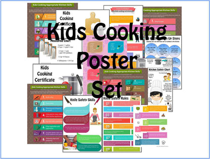 Cooking Teacher Curriculum Set to Use for Adults -Lesson Manuals, Cooking Posters, Cooking Worksheets-Digital Download