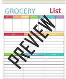 Weekly Menu Planner, Meal Planner Binder Organizer, Printable Weekly Menu Planner with Grocery List, Menu Planning Printables-Digital Download