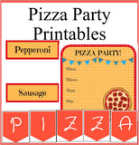 Printable Pizza Party Printables Set - Pizza Party Invitation, Party Labels and Decorations-Digital Download