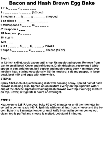 Cooking Recipe Puzzle Activity Cookbook-Digital Download