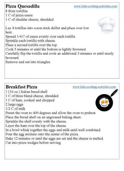 20 FREE Kids Cooking Recipe Cards--Digital Download – Kids Cooking ...