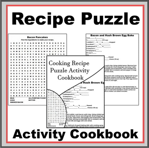 Cooking Recipe Puzzle Activity Cookbook-Digital Download