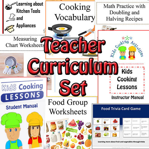 Teacher Curriculum Set for Teaching Children Cooking -Lesson Manuals, Cooking Posters, Worksheets--Digital Download