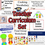 Teacher Curriculum Set for Teaching Children Cooking -Lesson Manuals, Cooking Posters, Worksheets--Digital Download